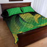 New Zealand Aotearoa Ruru Quilt Bed Set Maori Fern Art Green LT05 - Polynesian Pride