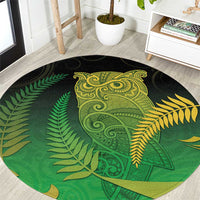New Zealand Aotearoa Ruru Round Carpet Maori Fern Art Green LT05 Green - Polynesian Pride