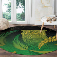 New Zealand Aotearoa Ruru Round Carpet Maori Fern Art Green LT05 - Polynesian Pride