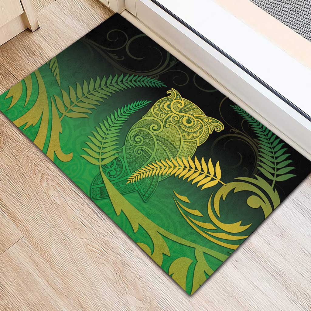 New Zealand Aotearoa Ruru Rubber Doormat Maori Fern Art Green LT05 - Polynesian Pride