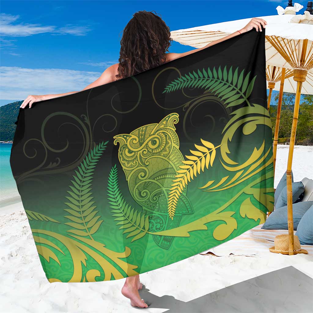 New Zealand Aotearoa Ruru Sarong Maori Fern Art Green LT05 One Size 44 x 66 inches Green - Polynesian Pride