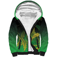 New Zealand Aotearoa Ruru Sherpa Hoodie Maori Fern Art Green LT05 Unisex Green - Polynesian Pride