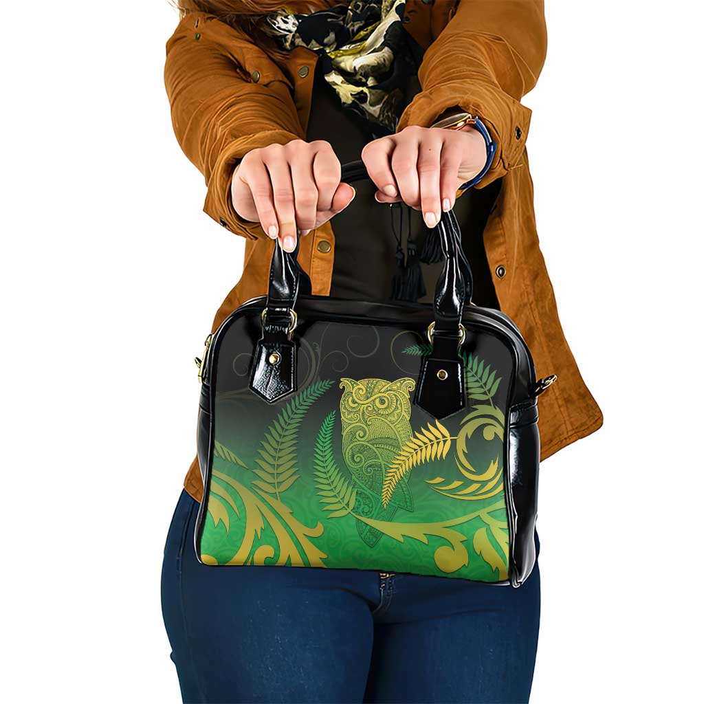 New Zealand Aotearoa Ruru Shoulder Handbag Maori Fern Art Green LT05 One Size Green - Polynesian Pride