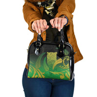New Zealand Aotearoa Ruru Shoulder Handbag Maori Fern Art Green LT05 One Size Green - Polynesian Pride