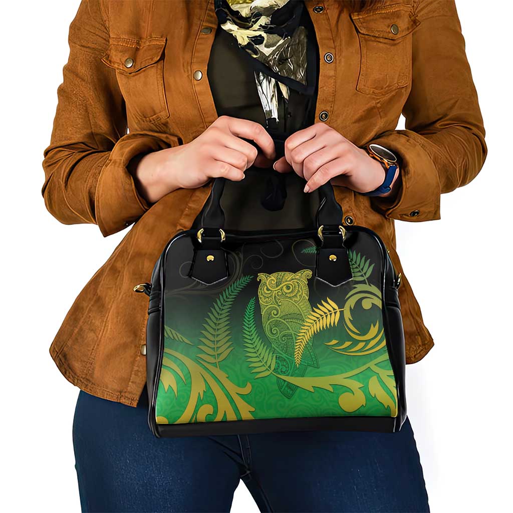 New Zealand Aotearoa Ruru Shoulder Handbag Maori Fern Art Green LT05 - Polynesian Pride