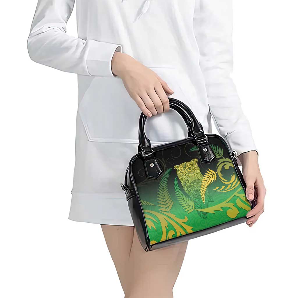 New Zealand Aotearoa Ruru Shoulder Handbag Maori Fern Art Green LT05 - Polynesian Pride