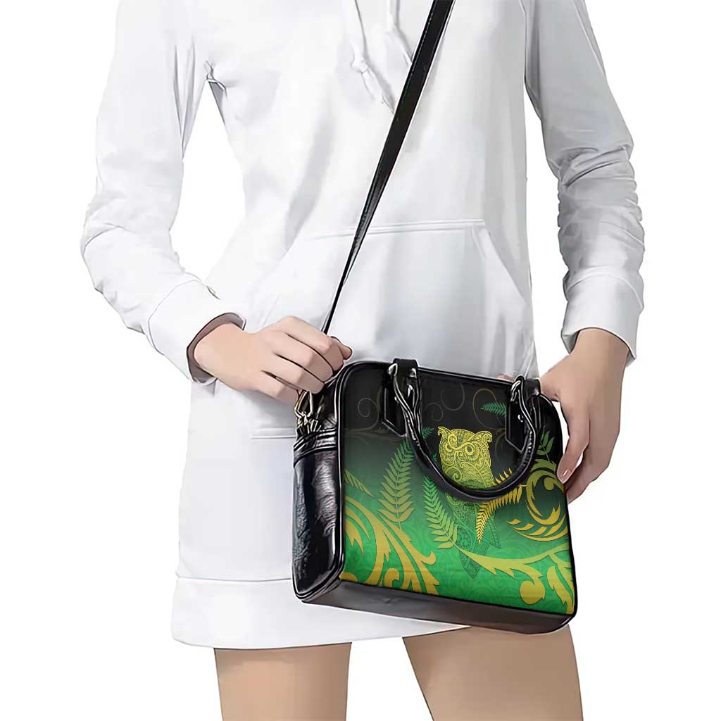 New Zealand Aotearoa Ruru Shoulder Handbag Maori Fern Art Green LT05 - Polynesian Pride