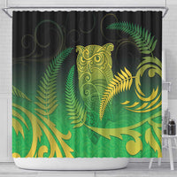 New Zealand Aotearoa Ruru Shower Curtain Maori Fern Art Green LT05 - Polynesian Pride