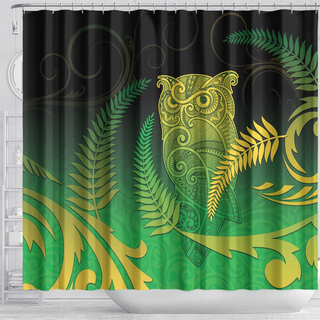 New Zealand Aotearoa Ruru Shower Curtain Maori Fern Art Green LT05 - Polynesian Pride