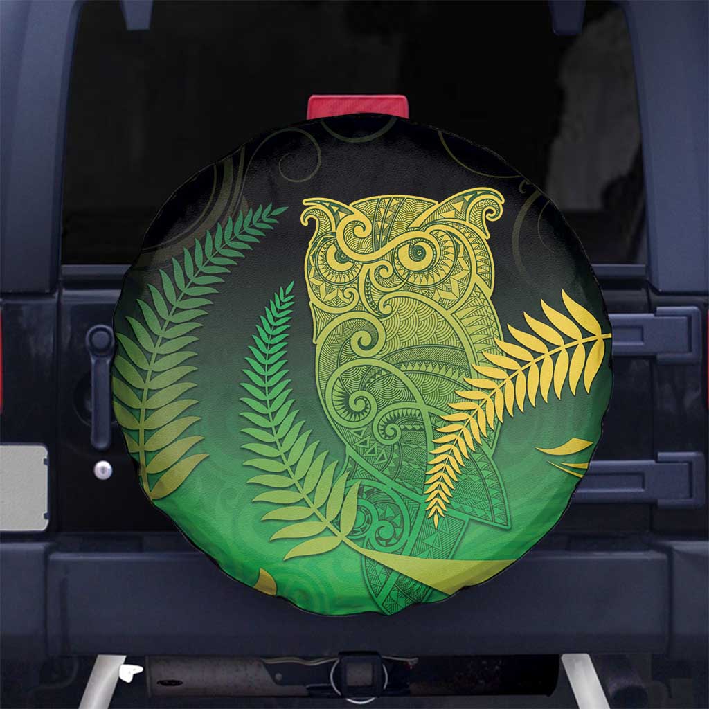 New Zealand Aotearoa Ruru Spare Tire Cover Maori Fern Art Green LT05 No hole Green - Polynesian Pride