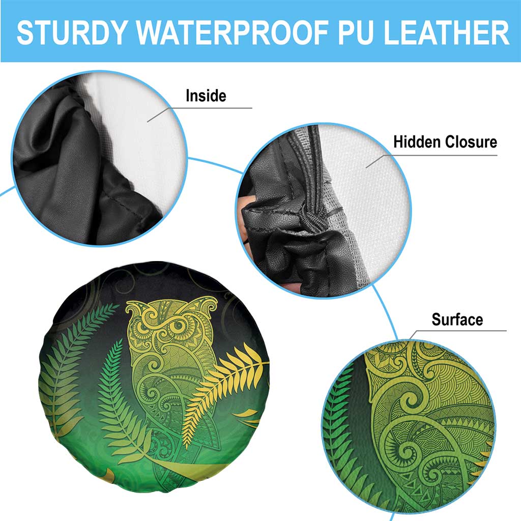 New Zealand Aotearoa Ruru Spare Tire Cover Maori Fern Art Green LT05 - Polynesian Pride