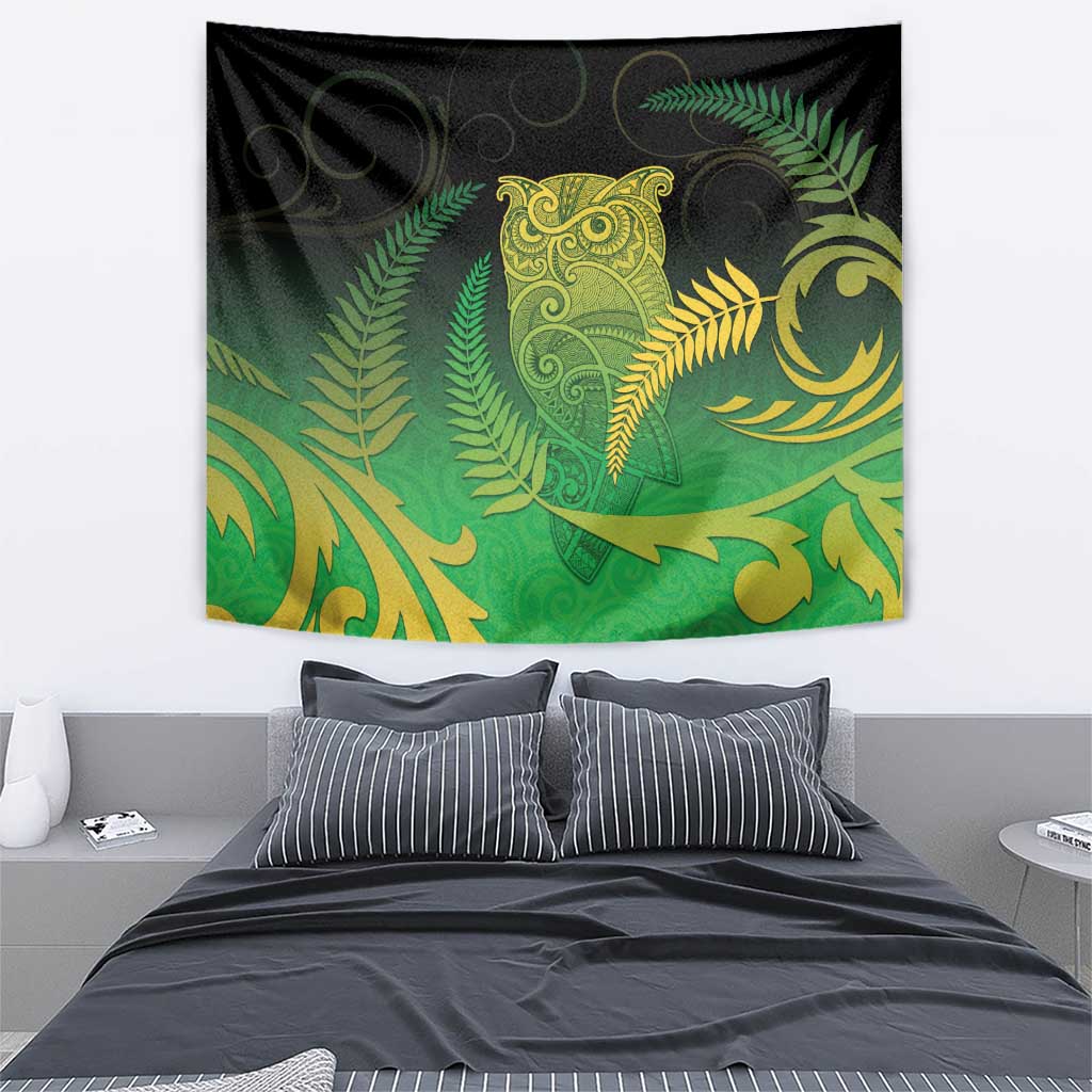 New Zealand Aotearoa Ruru Tapestry Maori Fern Art Green LT05 - Polynesian Pride