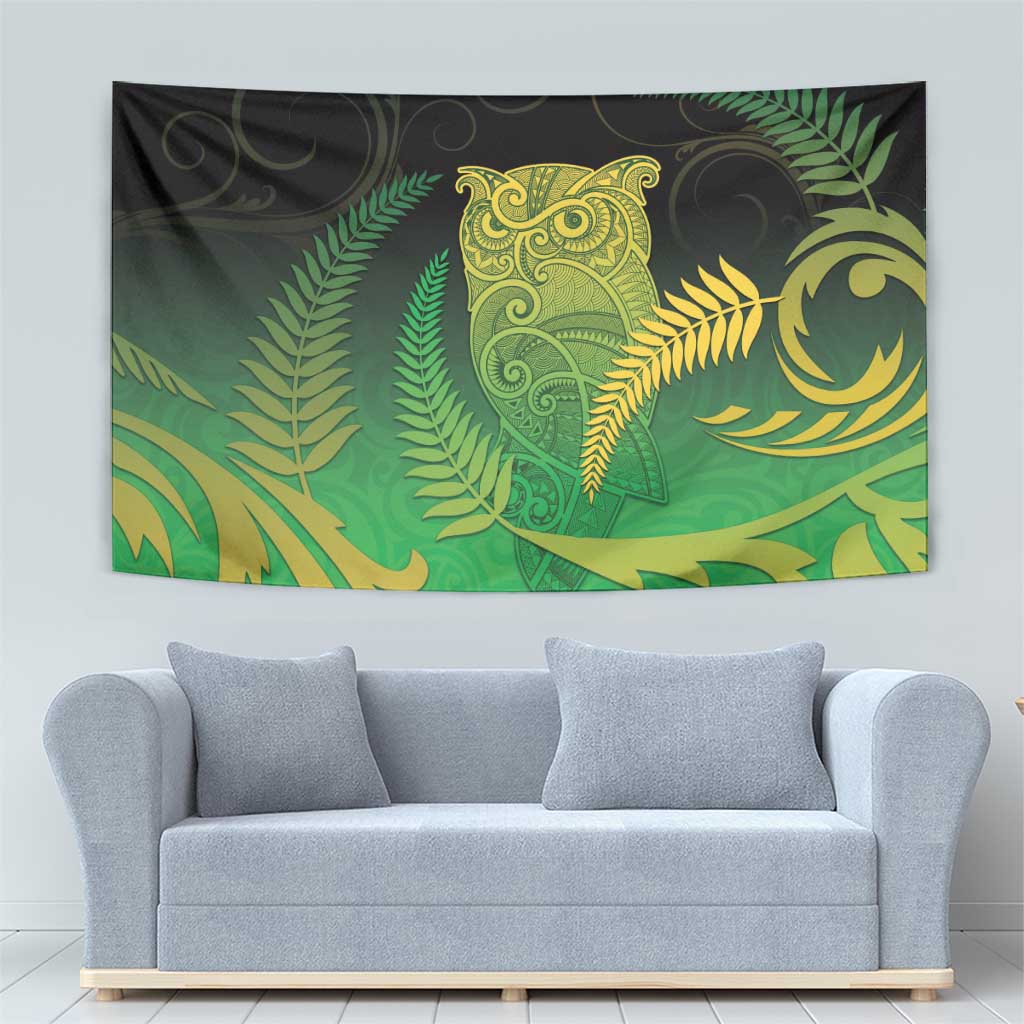 New Zealand Aotearoa Ruru Tapestry Maori Fern Art Green LT05 - Polynesian Pride