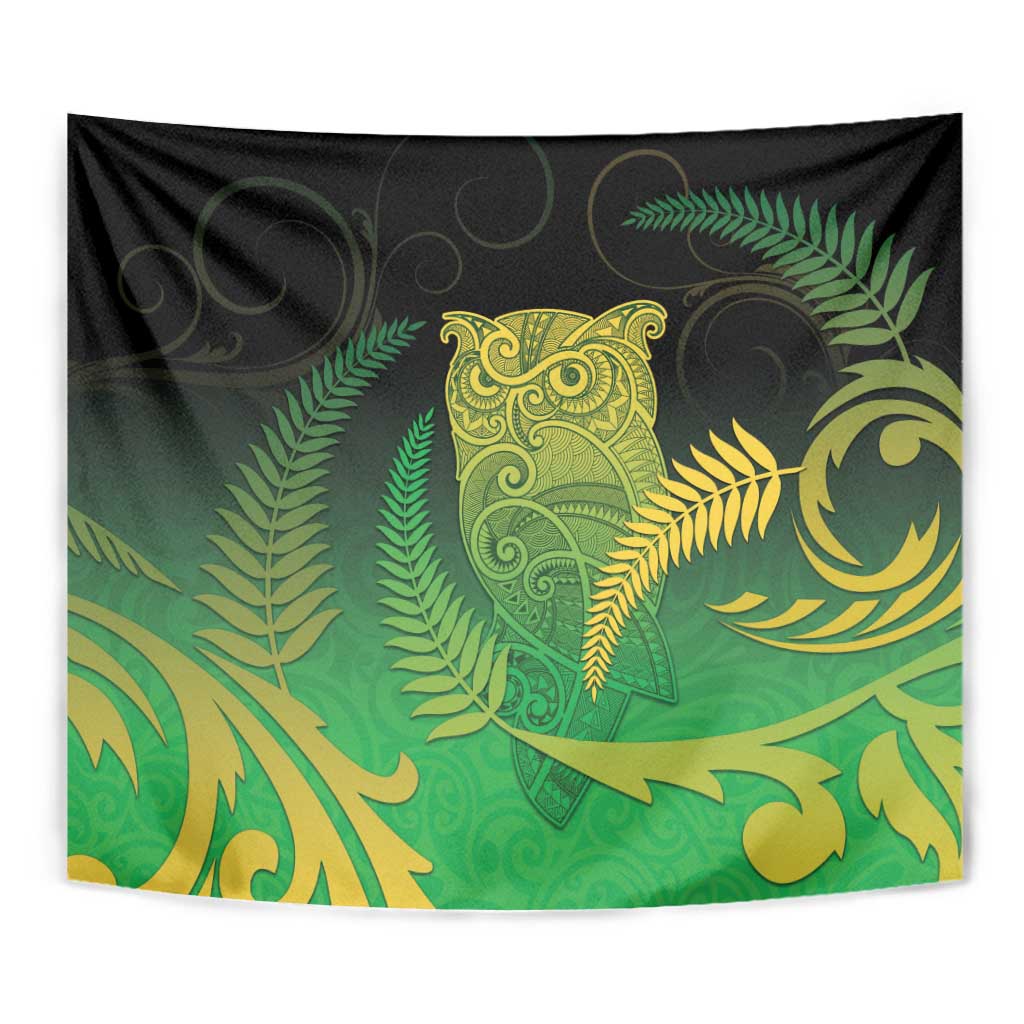 New Zealand Aotearoa Ruru Tapestry Maori Fern Art Green LT05 - Polynesian Pride