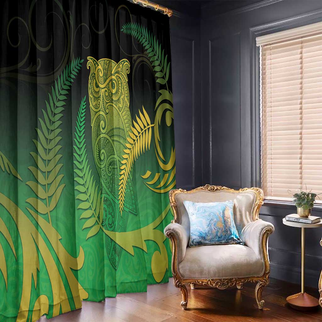 New Zealand Aotearoa Ruru Window Curtain Maori Fern Art Green LT05 - Polynesian Pride