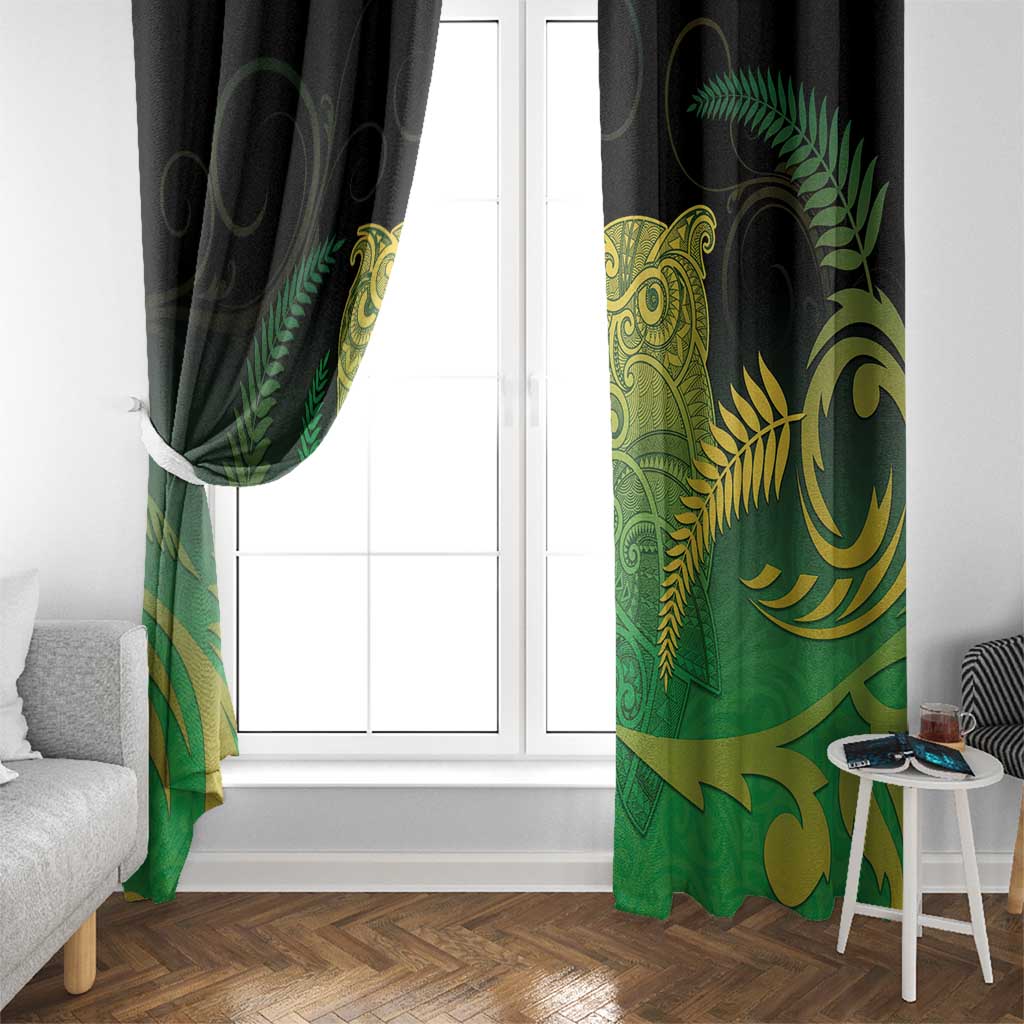 New Zealand Aotearoa Ruru Window Curtain Maori Fern Art Green LT05 - Polynesian Pride