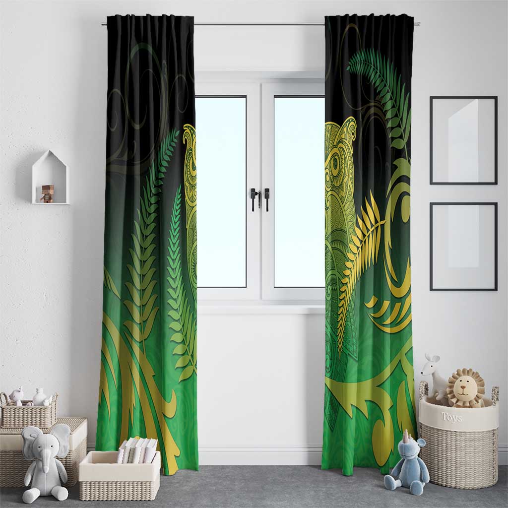 New Zealand Aotearoa Ruru Window Curtain Maori Fern Art Green LT05 - Polynesian Pride