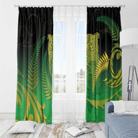 New Zealand Aotearoa Ruru Window Curtain Maori Fern Art Green LT05 - Polynesian Pride