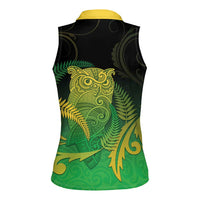 New Zealand Aotearoa Ruru Women Sleeveless Polo Shirt Maori Fern Art Green LT05 - Polynesian Pride