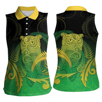New Zealand Aotearoa Ruru Women Sleeveless Polo Shirt Maori Fern Art Green LT05 - Polynesian Pride