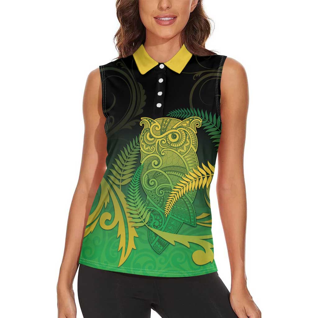 New Zealand Aotearoa Ruru Women Sleeveless Polo Shirt Maori Fern Art Green LT05 - Polynesian Pride