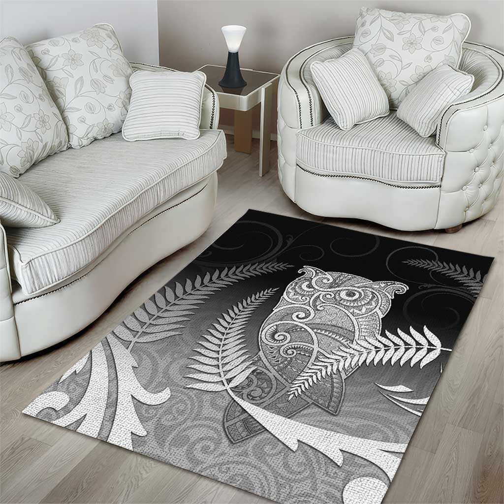 New Zealand Aotearoa Ruru Area Rug Maori Fern Art Black LT05 - Polynesian Pride