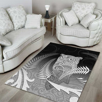 New Zealand Aotearoa Ruru Area Rug Maori Fern Art Black LT05 - Polynesian Pride