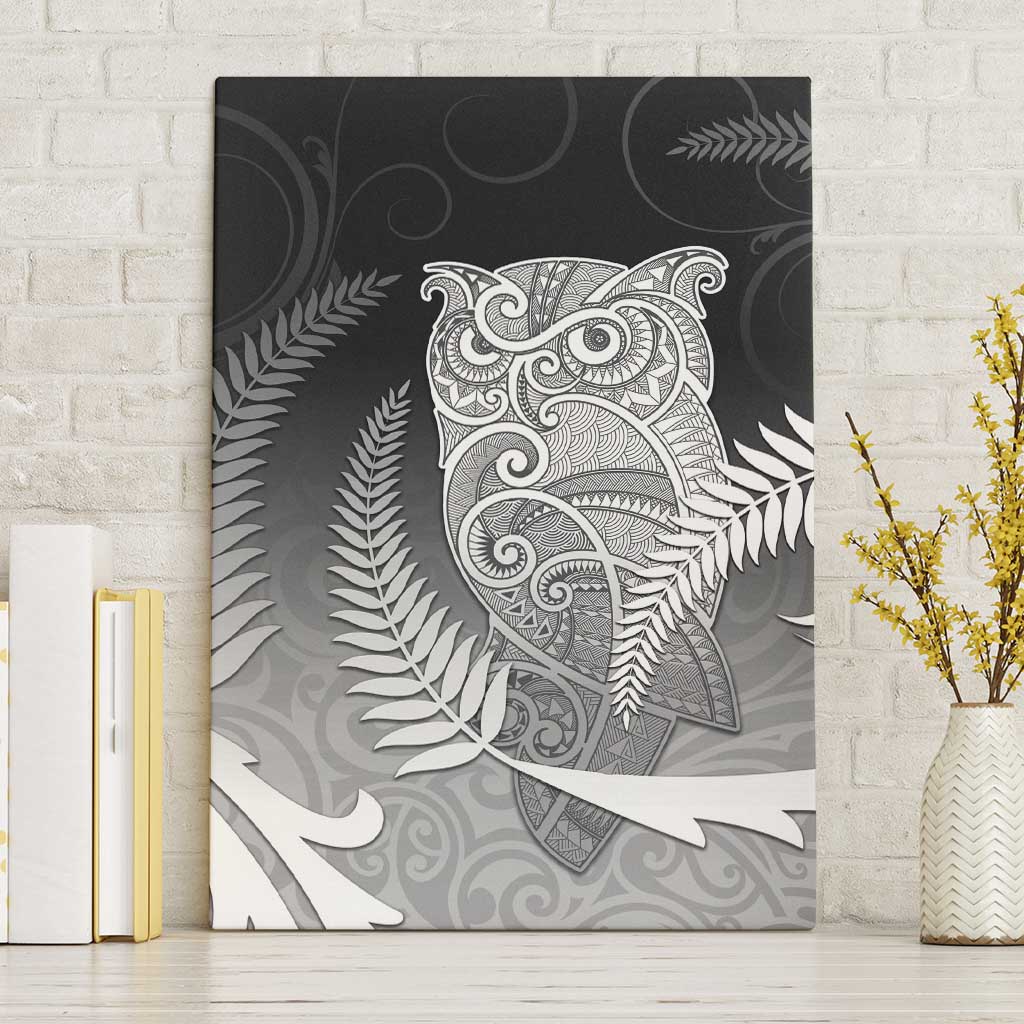 New Zealand Aotearoa Ruru Canvas Wall Art Maori Fern Art Black LT05 Without Frame Black - Polynesian Pride