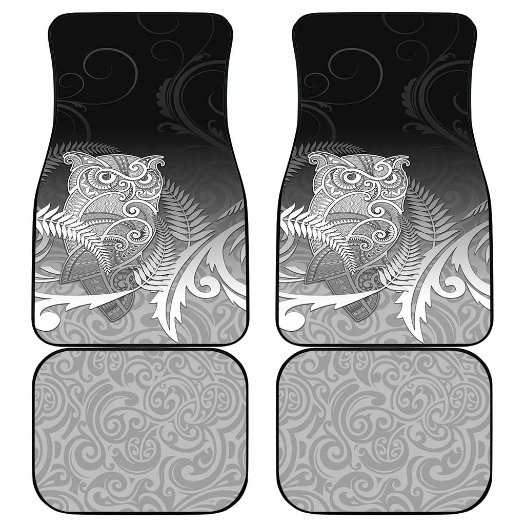 New Zealand Aotearoa Ruru Car Mats Maori Fern Art Black LT05 - Polynesian Pride