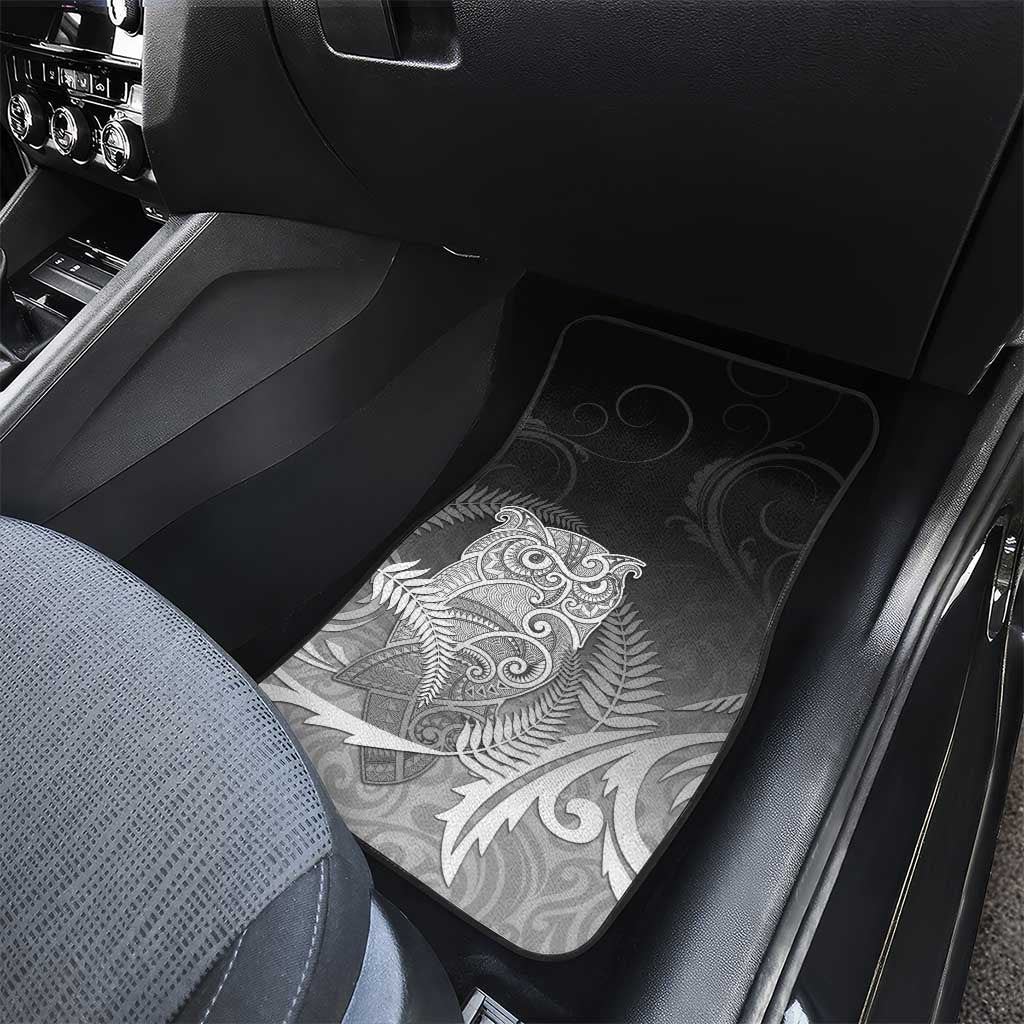 New Zealand Aotearoa Ruru Car Mats Maori Fern Art Black LT05 - Polynesian Pride