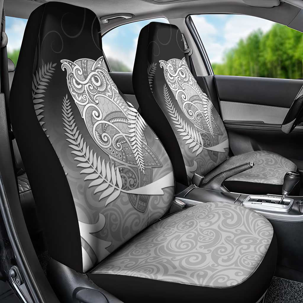 New Zealand Aotearoa Ruru Car Seat Cover Maori Fern Art Black LT05 - Polynesian Pride