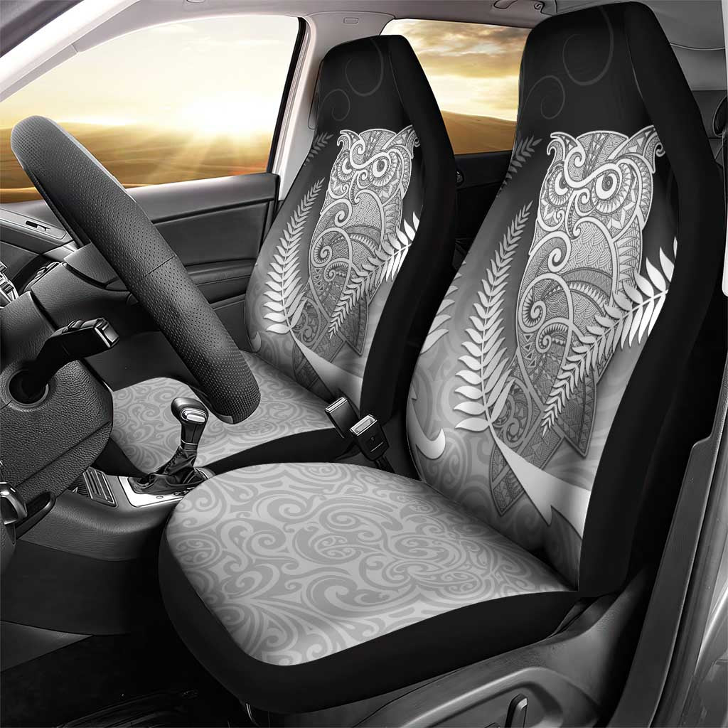 New Zealand Aotearoa Ruru Car Seat Cover Maori Fern Art Black LT05 - Polynesian Pride