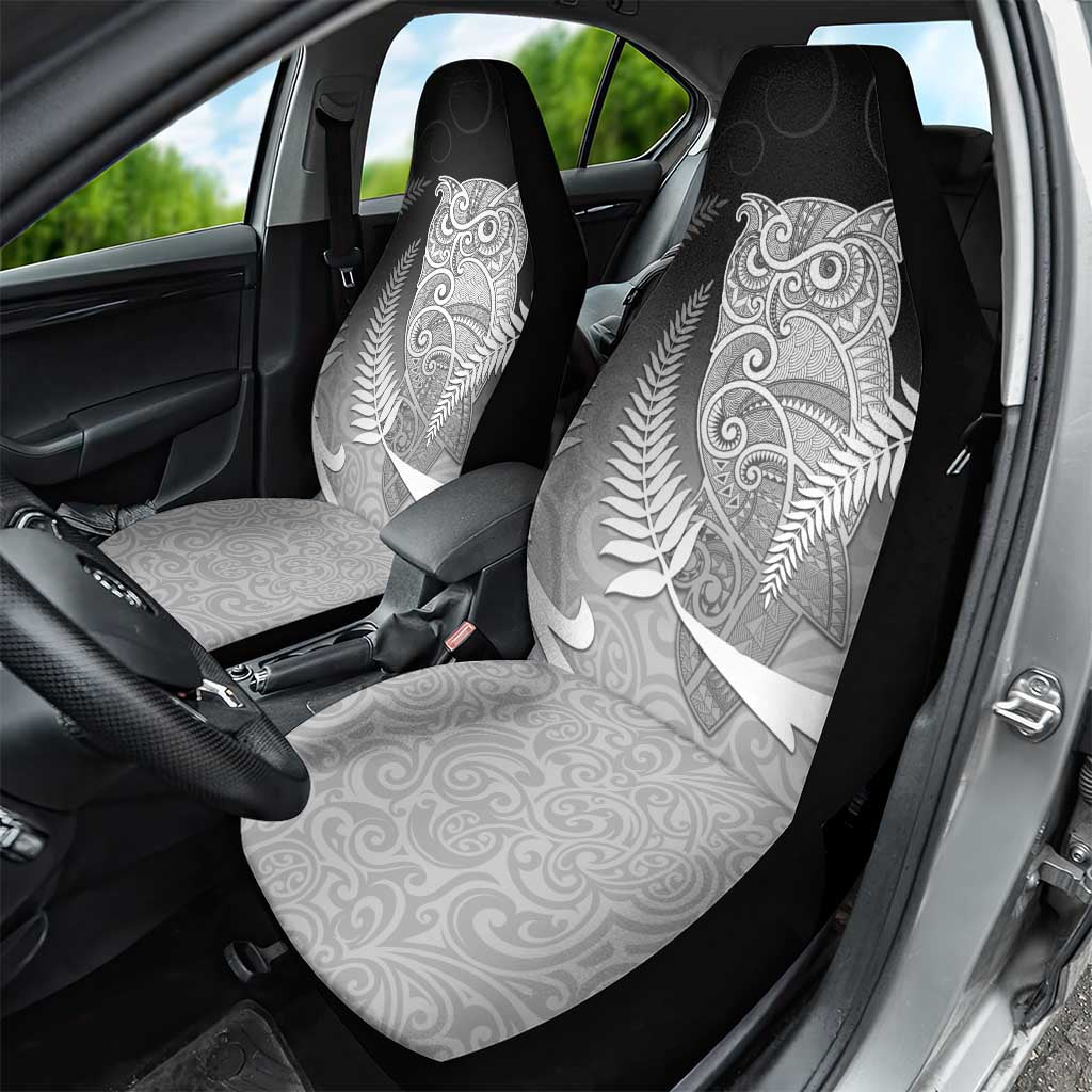 New Zealand Aotearoa Ruru Car Seat Cover Maori Fern Art Black LT05 - Polynesian Pride