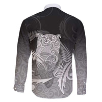 New Zealand Aotearoa Ruru Family Matching Mermaid Dress and Hawaiian Shirt Maori Fern Art Black LT05 - Polynesian Pride