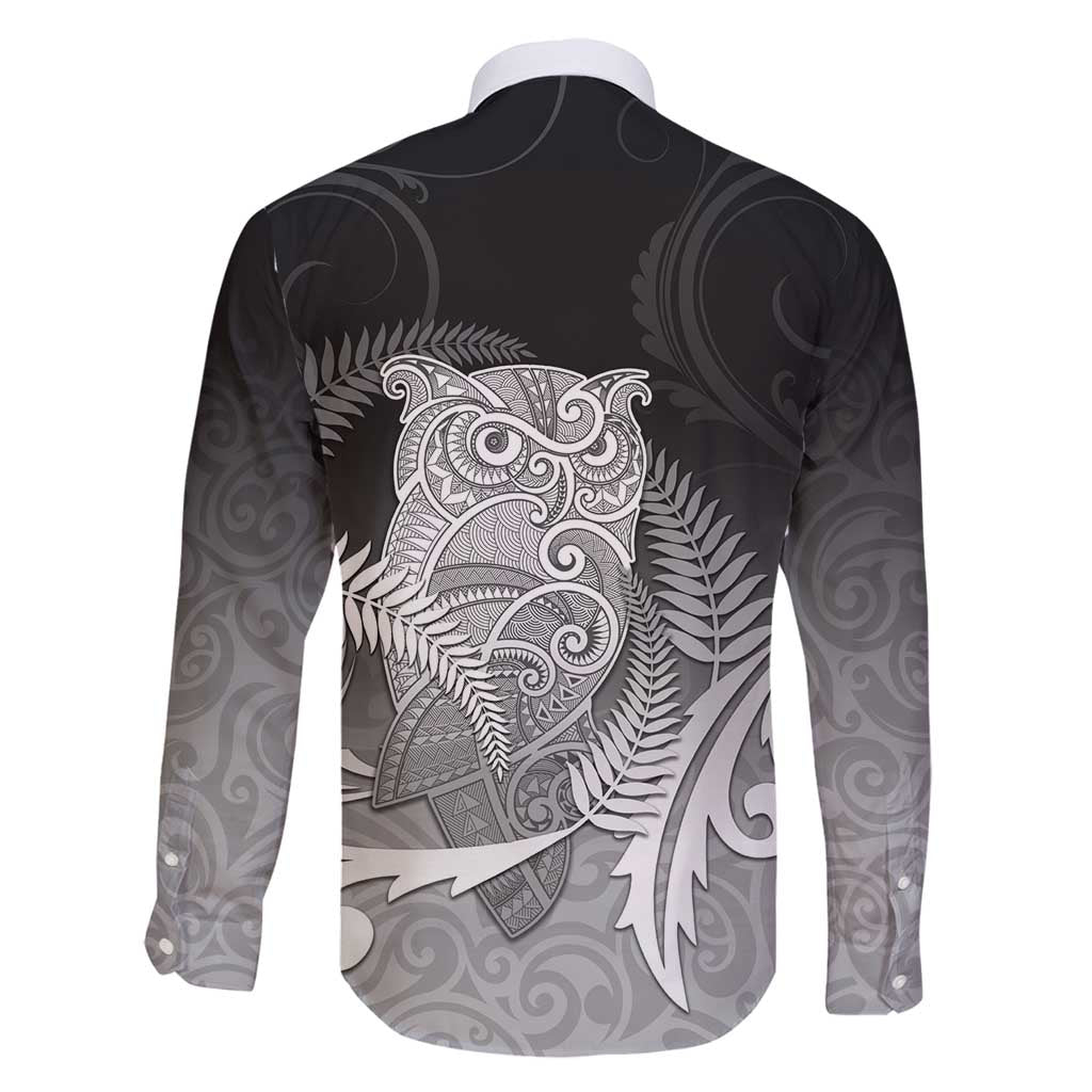 New Zealand Aotearoa Ruru Family Matching Summer Maxi Dress and Hawaiian Shirt Maori Fern Art Black LT05 - Polynesian Pride