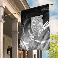 New Zealand Aotearoa Ruru Garden Flag Maori Fern Art Black LT05 House Flag Black - Polynesian Pride