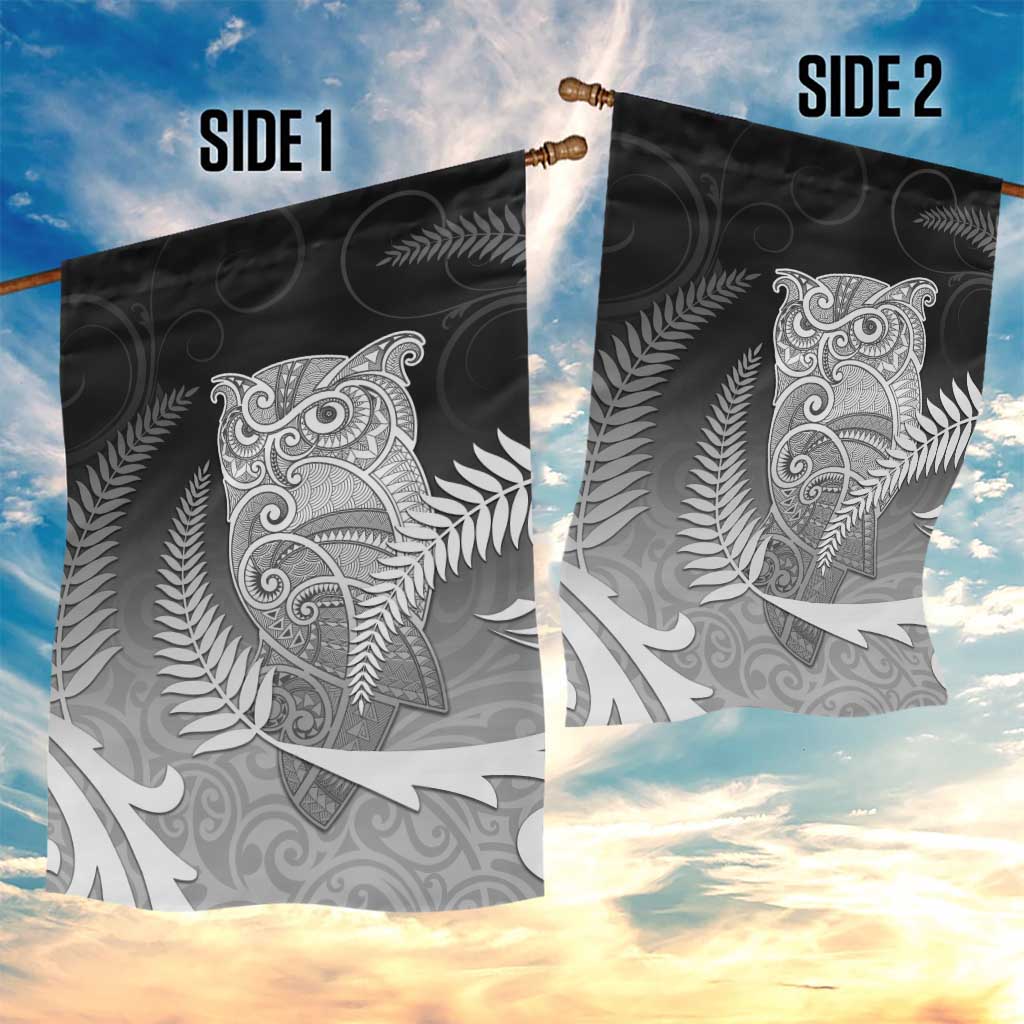 New Zealand Aotearoa Ruru Garden Flag Maori Fern Art Black LT05 - Polynesian Pride