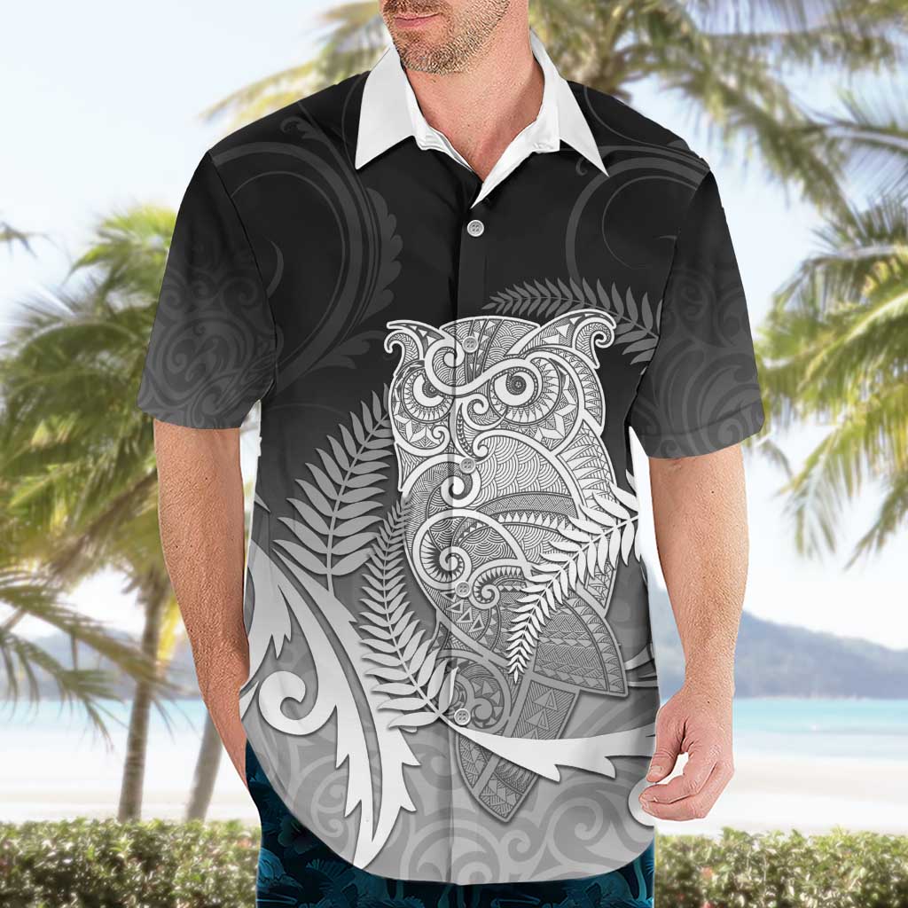 New Zealand Aotearoa Ruru Hawaiian Shirt Maori Fern Art Black LT05 - Polynesian Pride