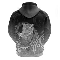 New Zealand Aotearoa Ruru Hoodie Maori Fern Art Black LT05 - Polynesian Pride