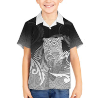 New Zealand Aotearoa Ruru Kid Hawaiian Shirt Maori Fern Art Black LT05 Kid Black - Polynesian Pride
