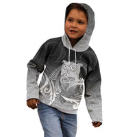 New Zealand Aotearoa Ruru Kid Hoodie Maori Fern Art Black LT05 - Polynesian Pride