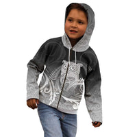 New Zealand Aotearoa Ruru Kid Hoodie Maori Fern Art Black LT05 - Polynesian Pride