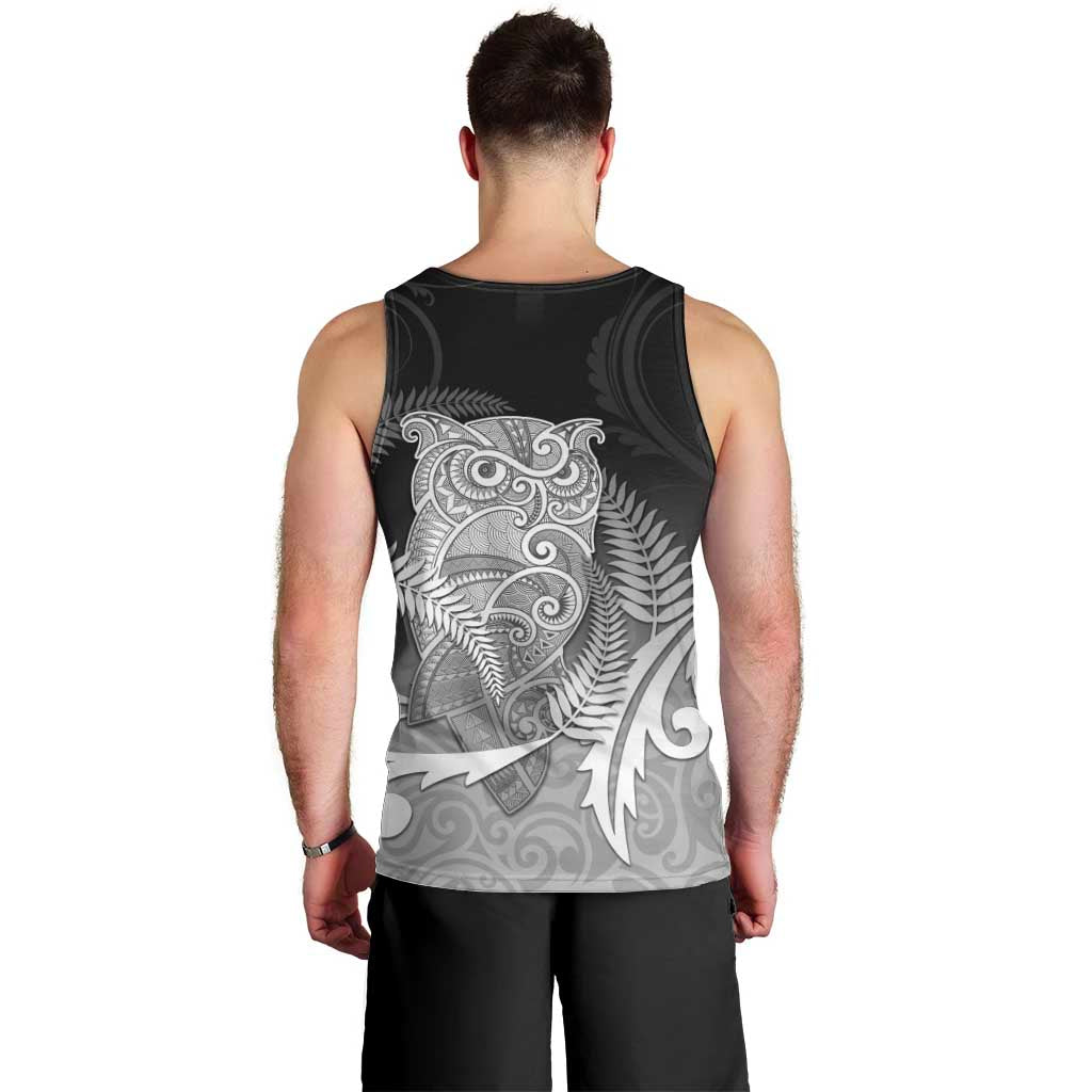New Zealand Aotearoa Ruru Men Tank Top Maori Fern Art Black LT05 - Polynesian Pride