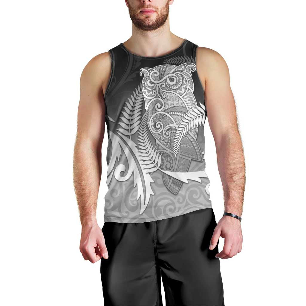 New Zealand Aotearoa Ruru Men Tank Top Maori Fern Art Black LT05 - Polynesian Pride