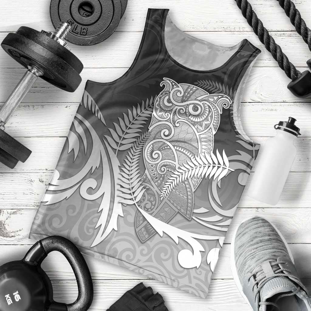 New Zealand Aotearoa Ruru Men Tank Top Maori Fern Art Black LT05 - Polynesian Pride