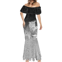 New Zealand Aotearoa Ruru Mermaid Dress Maori Fern Art Black LT05 - Polynesian Pride