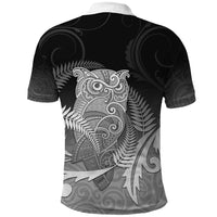 New Zealand Aotearoa Ruru Polo Shirt Maori Fern Art Black LT05 - Polynesian Pride