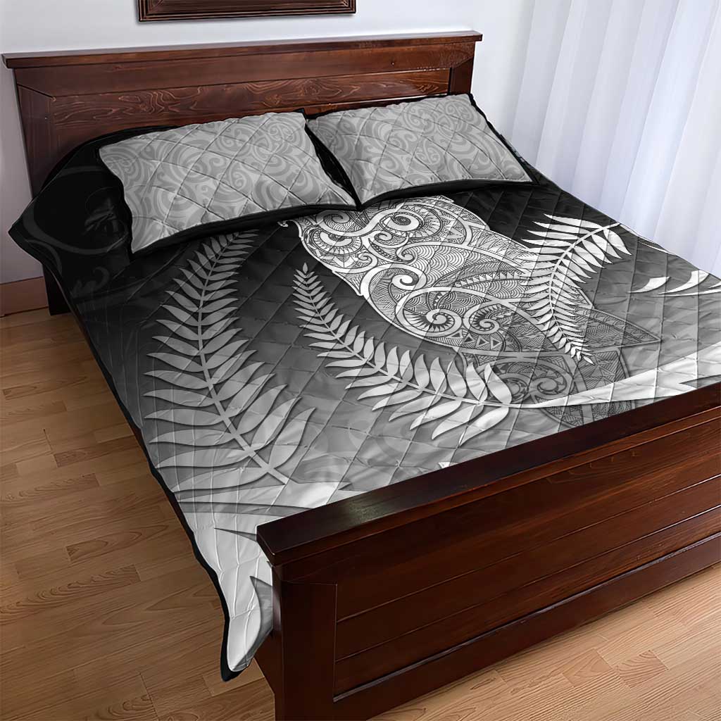 New Zealand Aotearoa Ruru Quilt Bed Set Maori Fern Art Black LT05 - Polynesian Pride