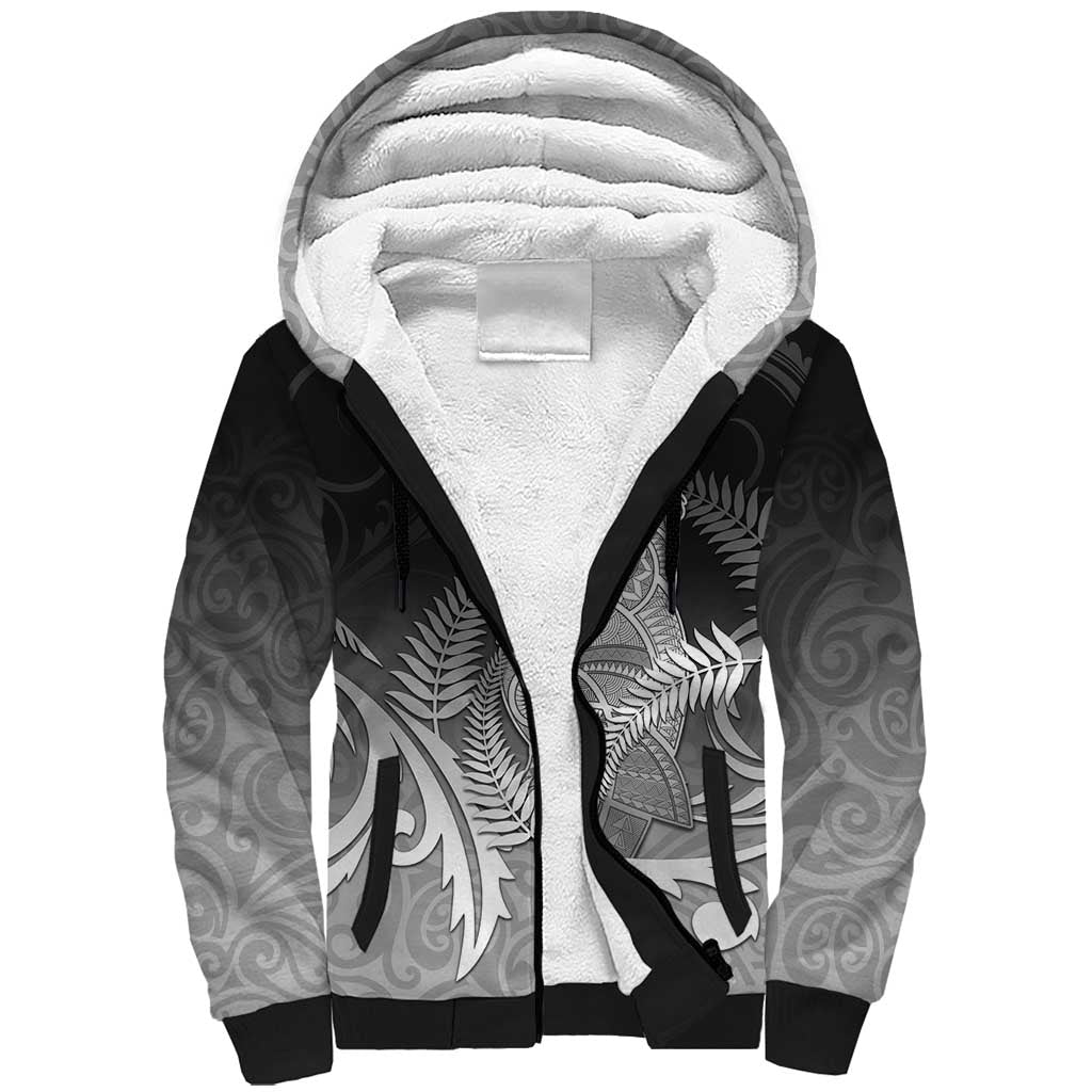 New Zealand Aotearoa Ruru Sherpa Hoodie Maori Fern Art Black LT05 Unisex Black - Polynesian Pride