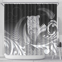 New Zealand Aotearoa Ruru Shower Curtain Maori Fern Art Black LT05 - Polynesian Pride